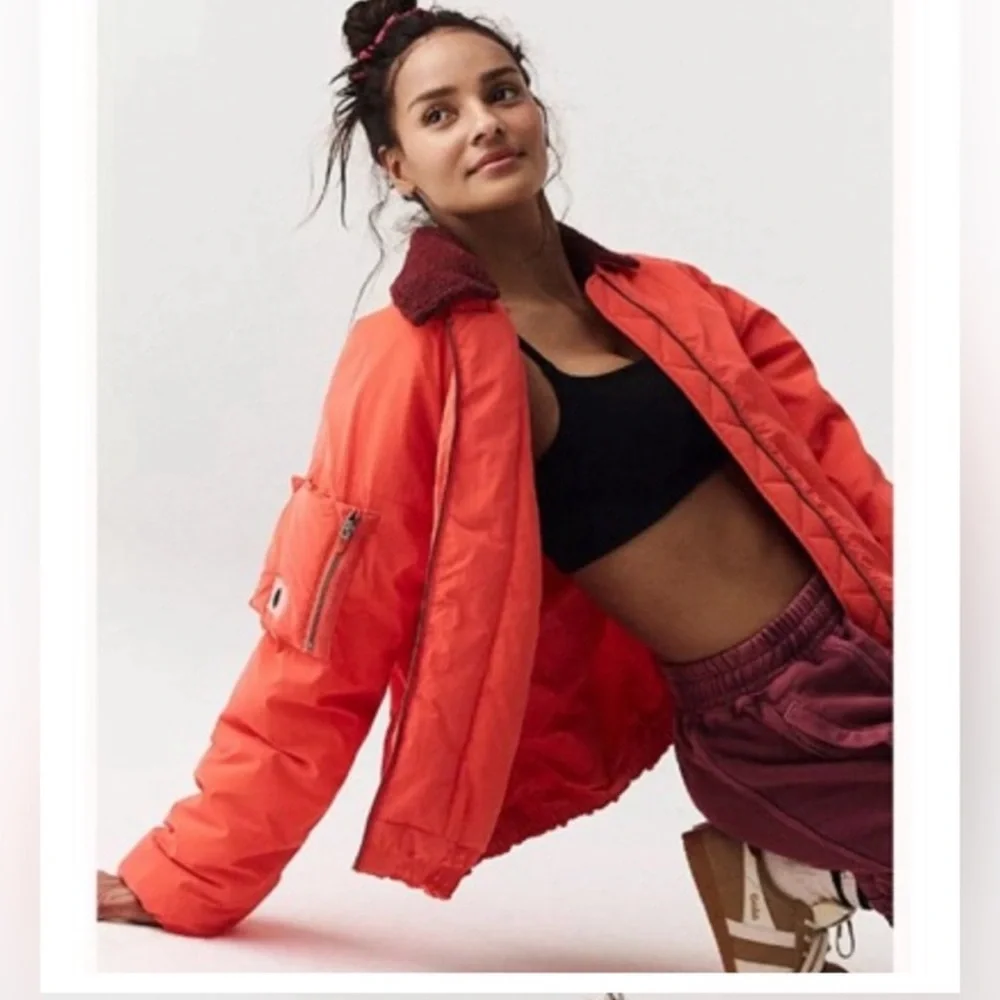 Free people movement Orange Bomber Jacket - Picture 2 of 4